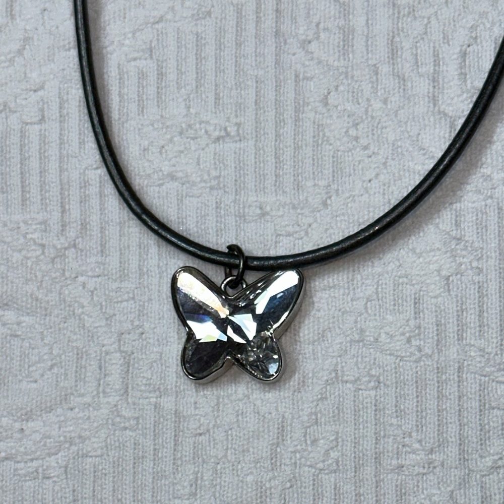 Crystal Butterfly Pendant Necklace - Picture 2 of 4